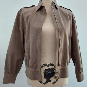 Suede Leather Jacket and Skirt Suit XS